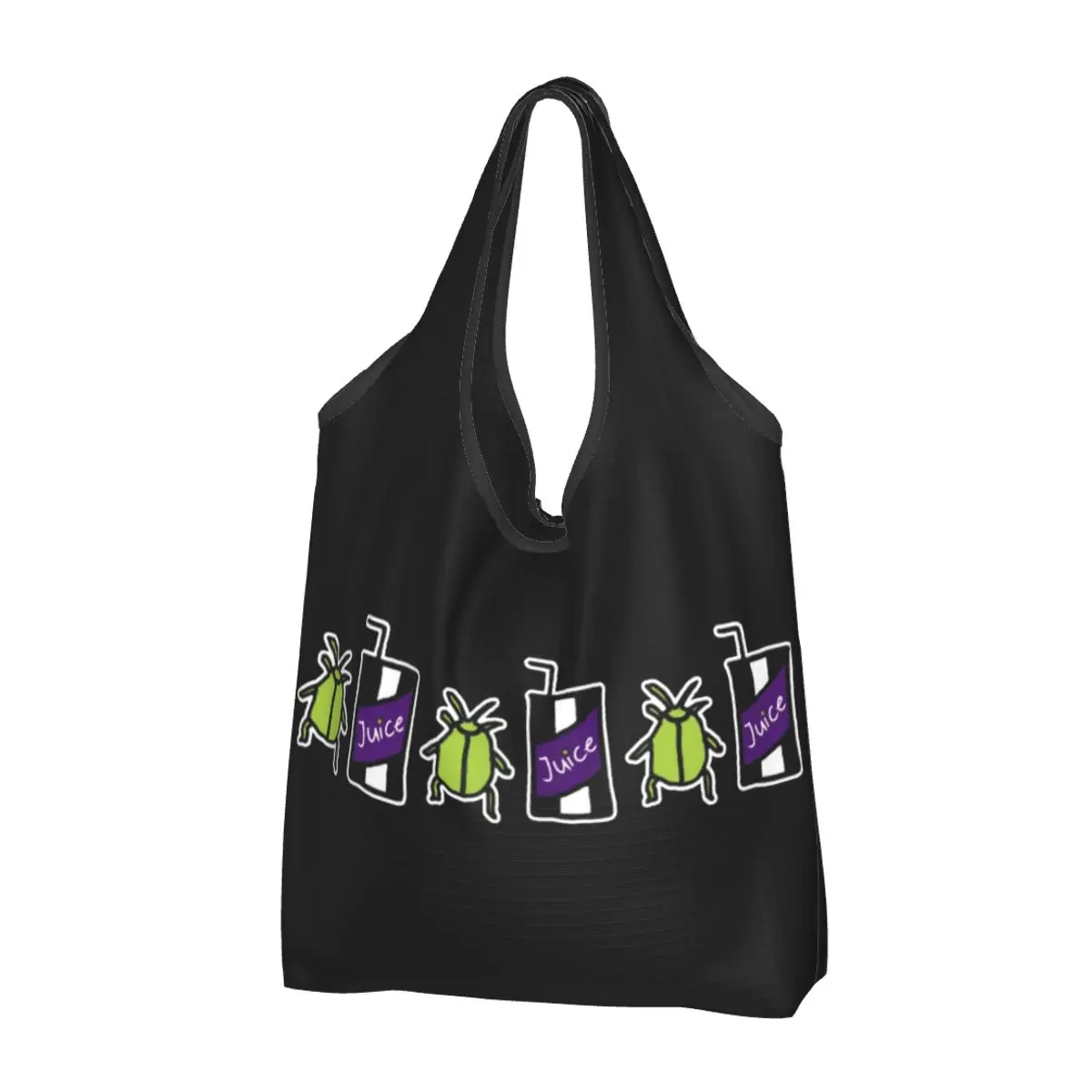 B-Beetlejuice Horror Movie Shopping Bags Foldable Grocery Tote Bags Large Capacity Recycling Bags Washable Handbag