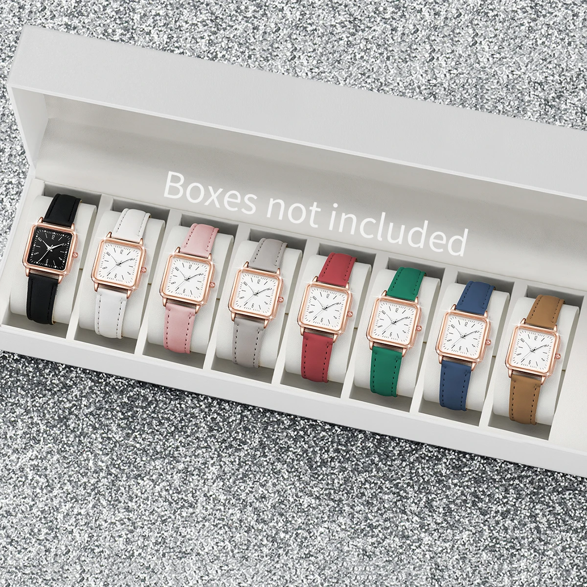 2026 New Hot Selling Women's 8pcs Quartz Watch Night Light Small Square Number