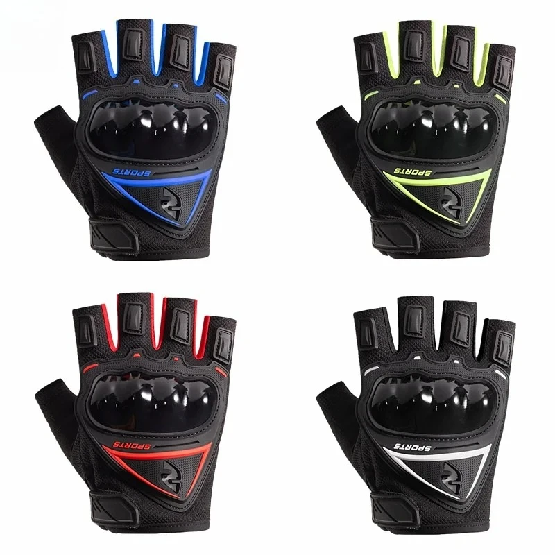 

Motorcycle Riding Gloves Half Finger Shockproof Breathable Hard Shell Wear-Resistant guantes moto MTB Road Bicycle Accessories