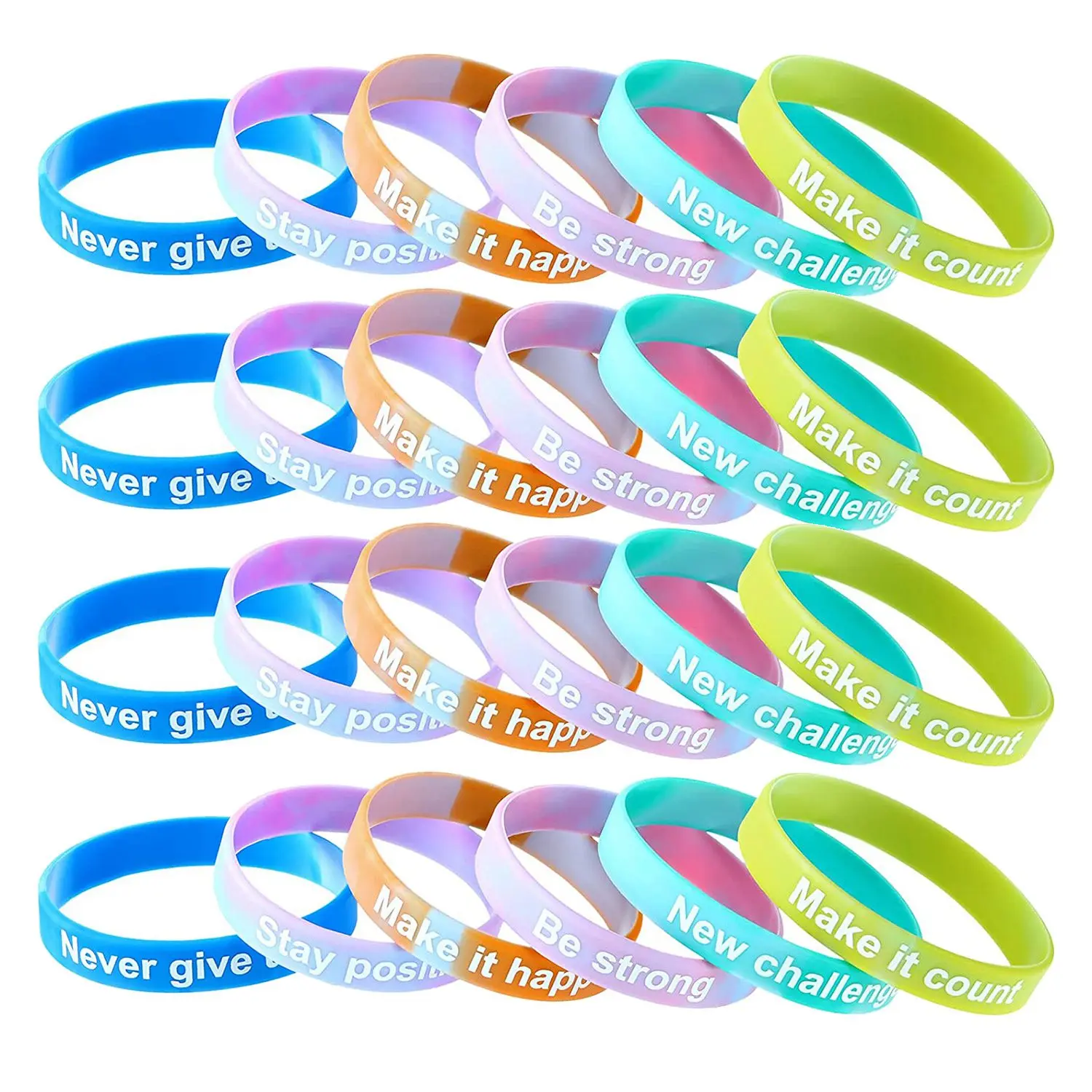 Вдохновляющие браслеты, цветные мотивационные браслеты для детей, студенческие аксессуары, 48 шт.