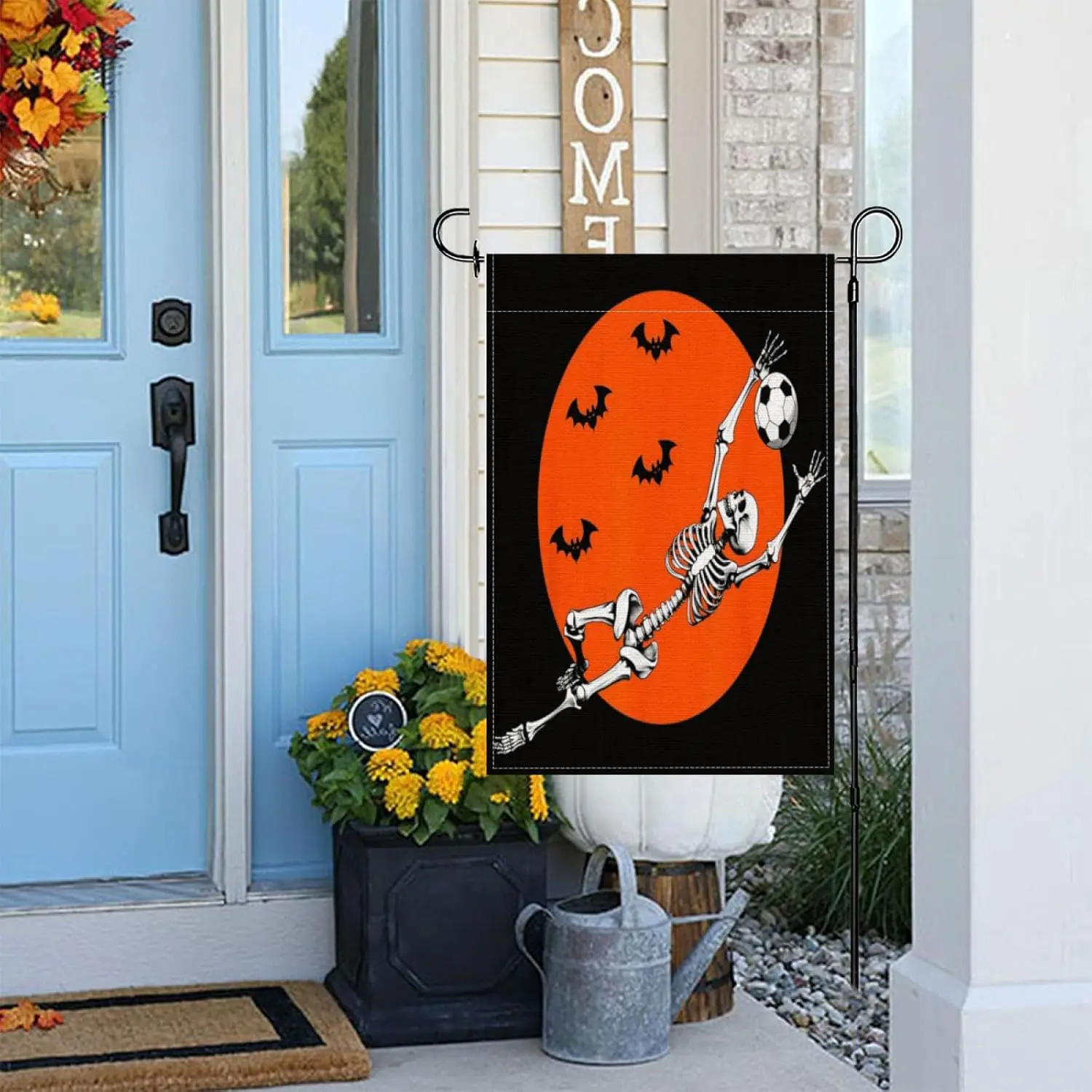 Skeleton Soccer Player Chest Ball Mid Air Sports Fan Garden Flags,Double Sided Yard Flag Banner Tapestry All Seasons Outdoor EYY