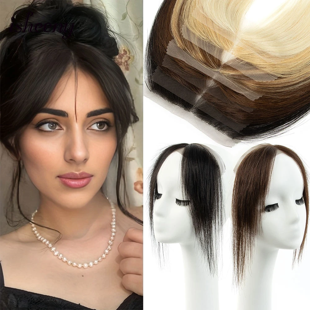 

isheeny, кружевные человеческие волосы, двусторонняя челка, 25 см, натуральные прямые волосы, челка, 6 цветов, черные, коричневые, светлые волосы