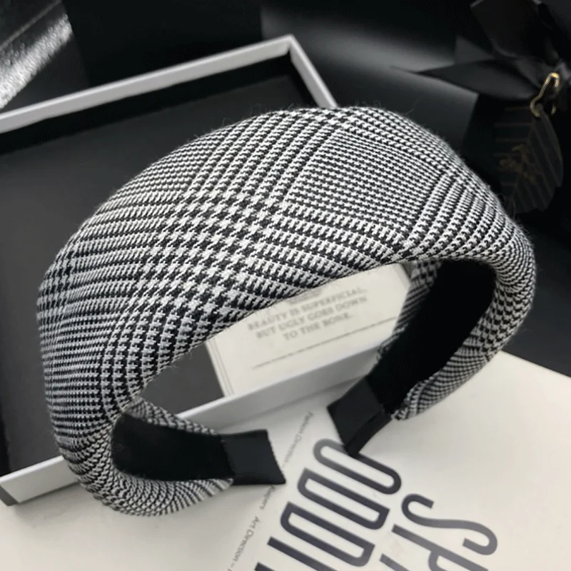 

Thousand bird grid hair clip, female high skull top, adult simple hair tie headband, wide edge compression headband