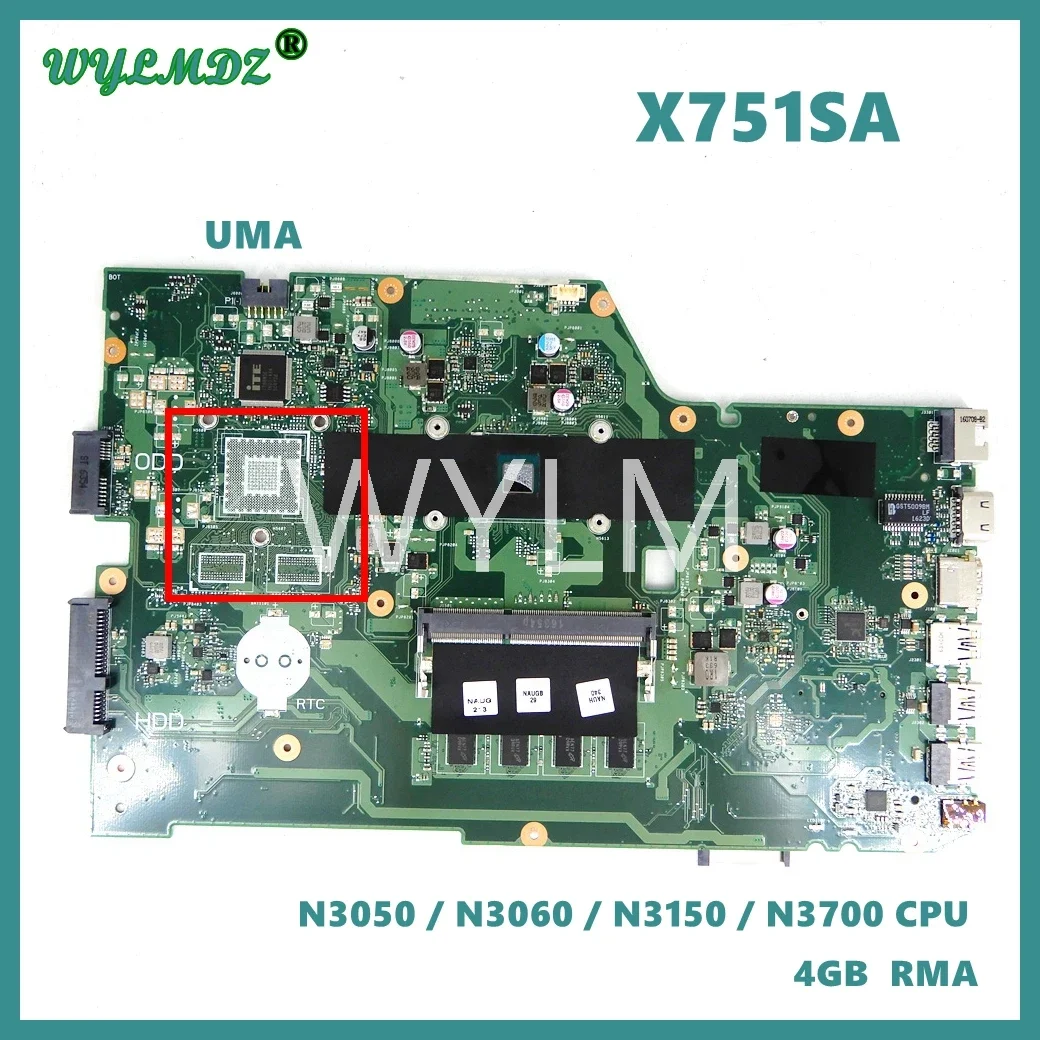 

X751SA Motherboard for Asus X751S X751SJ X751SV X751SA Laptop Mainboard Intel N3050 N3060 N3700 Processor 4GB RAM 100% Tested