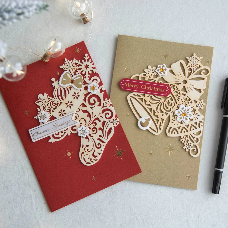 Hot stamping blank Christmas greeting card blessing message with envelope Christmas gift card Christmas Eve note