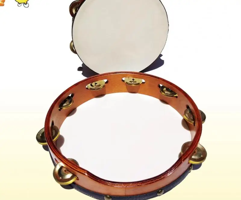 6/8/10 Inch Cow Leather Tambourine Orff Stage Performance Professional Tambourine Band Percussion Musical Instrument