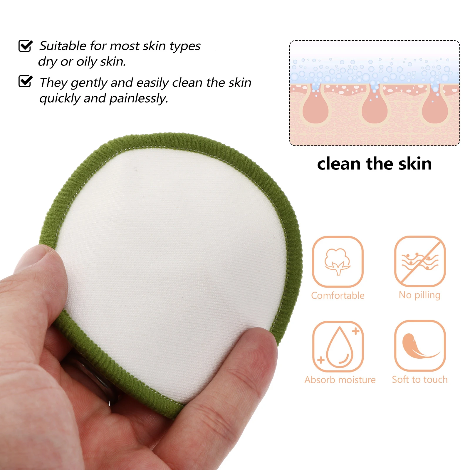 

1 Set Bamboo Makeup Remover Pads Reusable Face Cleaning Puff For Travel Camping Home Use Makeup Removal Pads Beauty Supplies