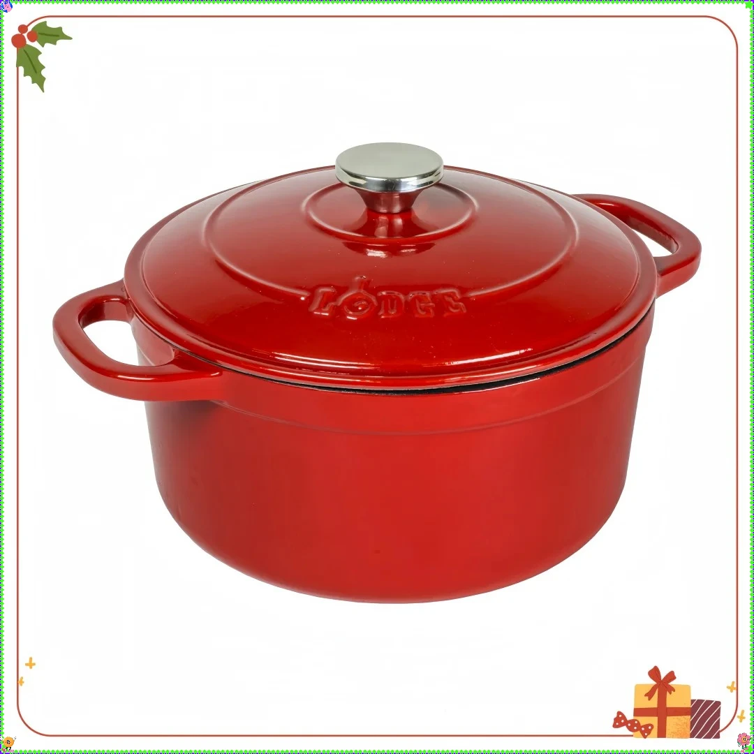 

Чугунная голландская духовка Lodge — ручки из нержавеющей стали, жарка/пекание/ползунца, наследительный дизайн для домашних повара
