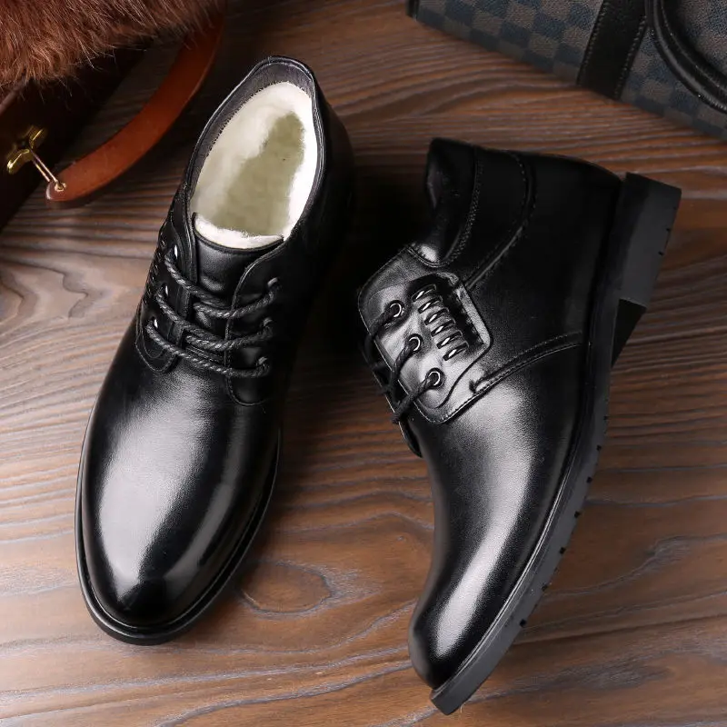 New Winter Boots Men Genuine Leather Shoes Warm Plush for Cold Winter Mens Ankle Boots Brand Male Footwear 2020 hju78