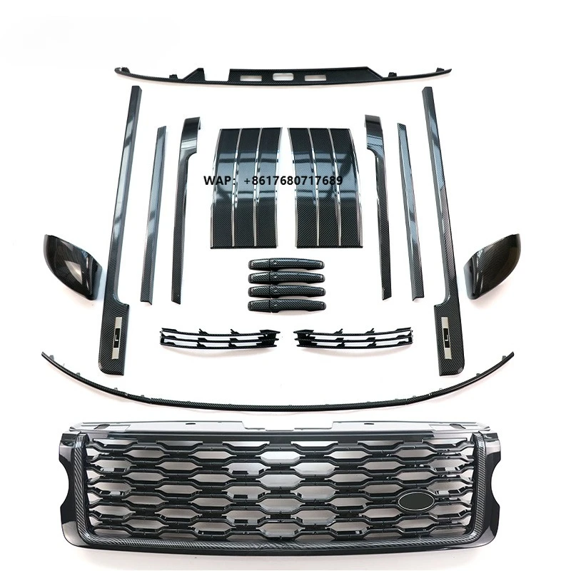 

ROVCE High Quality Car Body Kit Carbon Fiber Style Grille Mirror Cap Door Bumper for Range Rover Vogue 2013-2017 L405
