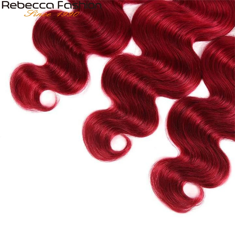 Burgundy Body Wave Human Hair Bundles Remy 100% Human Hair Weaving 180D Body Wave Bundles Machine Double Weft Hair Extensions