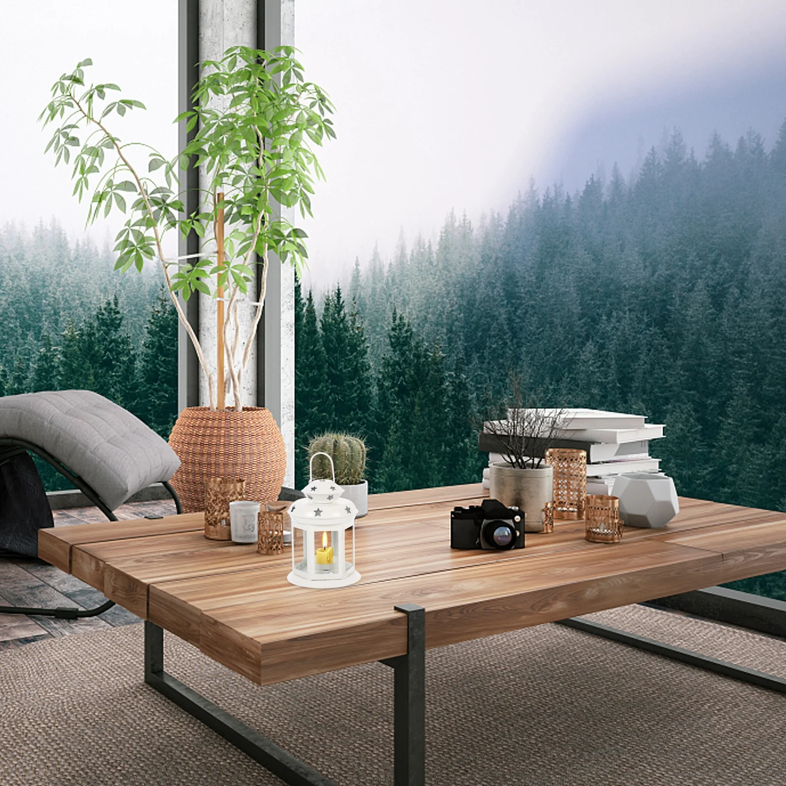 1Pcs Star Design Iron Candlestick Glass Holder Decorative Table Stand for Home Cafe Restaurant Warm Atmosphere