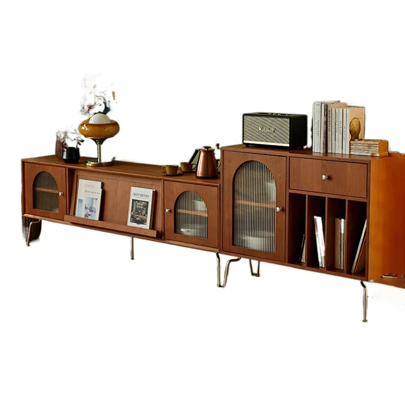 Vintage madeira em pé TV Stand, mesa de luxo nórdico, mesa grande armário, TV móvel, mobília da sala, gaveta de madeira