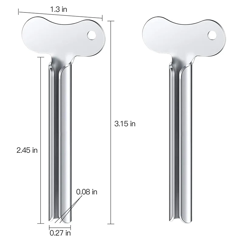 2 Pcs Stainless Steel Tube Metal Key Toothpaste Squeezers For Bathroom Hair Dye Cosmetic Tubes Squeezer