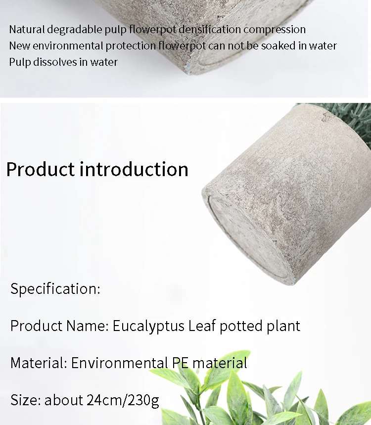 Künstliche Pflanze Topf Eukalyptus Pflanze kleine gefälschte Blume Bonsai mit Topf Mini Pflanze Desktop Office Home Restaurant Dekoration – Detail 4