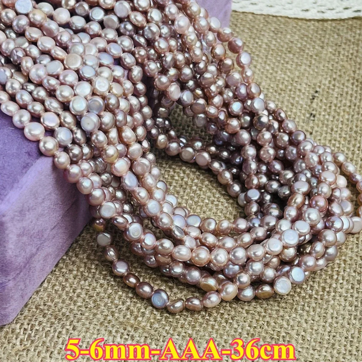 

5-6mmAAA Genuine Natural Freshwater Pearl Purple Irregular Flat Spacer Bead Jewelry MakeDIY Necklace Bracelet Women Gift Wedding