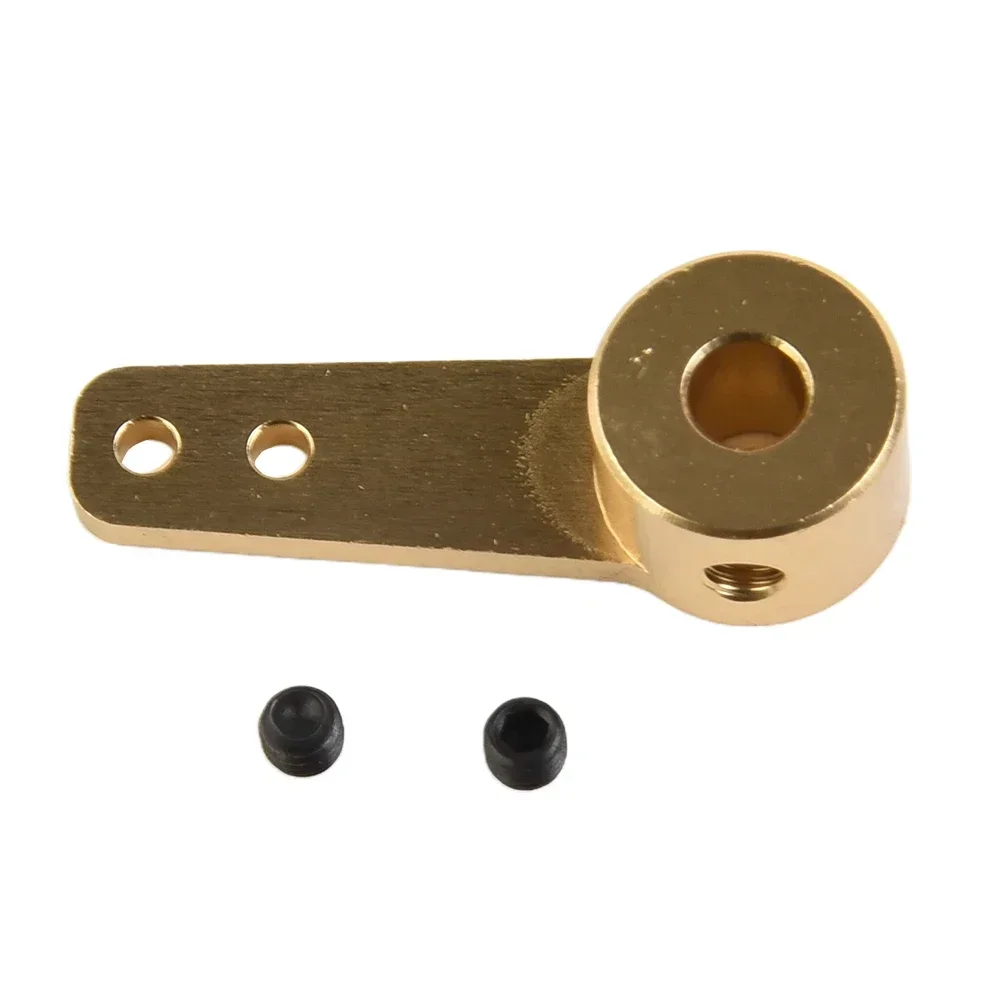 Arado de brazo de acero único, brazo de aleación de aluminio de 3,1/4,1/5,1 MM para barco y coche teledirigido, piezas doradas, tornillo de timón, 1