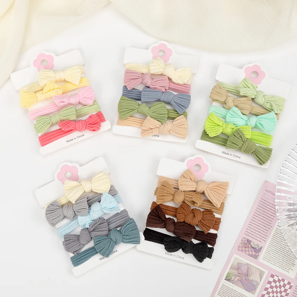 

5Pcs/Lot Candy Color Nylon Hair Ties Scrunchies Elastic Wrinkle Ponytail Holder Rubber Bands Vintage Korean Hair Accessories