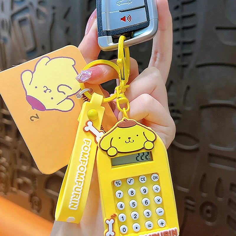 Mini calculadora Sanrio con llavero, llavero de Anime de dibujos animados, llavero, Bolsa Escolar, accesorios colgantes, regalos encantadores