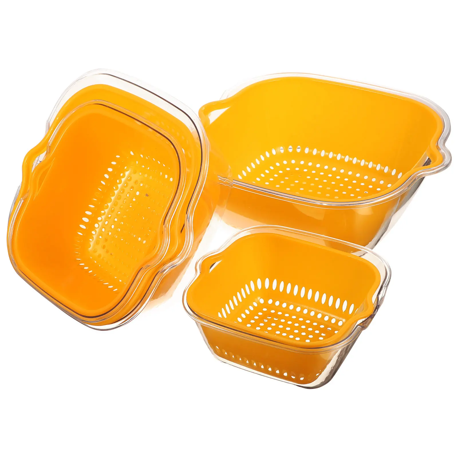 

4Pcs Bright Color Plastic Strainer Bowl Double Layered Design for Draining Soaking Storing Fruits Vegetables Strainer Bowl