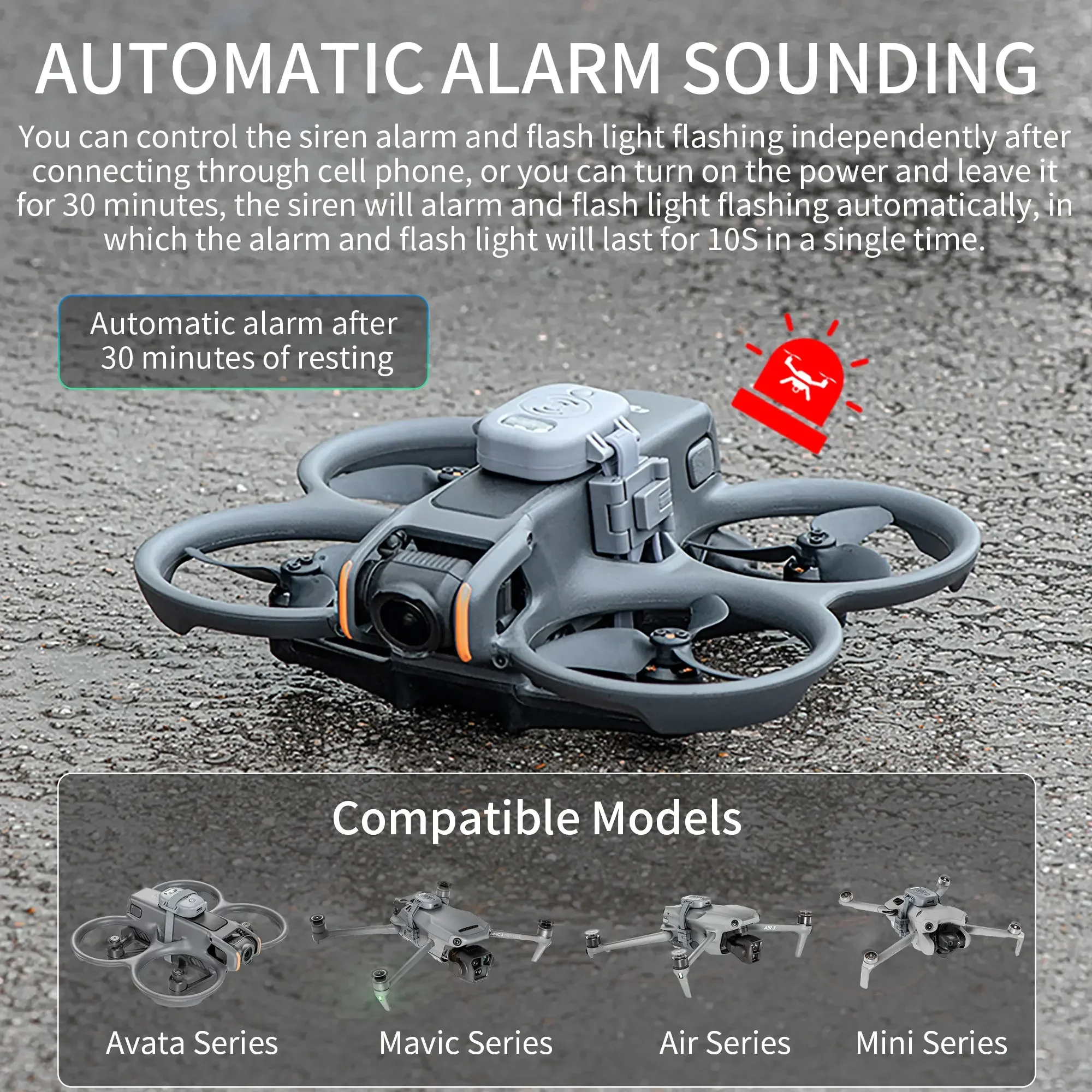 الطنان إنذار الطائرة بدون طيار ل DJI Avata 2/Mavic 3 PRO/Air 3S/2S/Mini 4 PRO/Mini 2/NEO وحدة تحكم في الطيران GPS المقتفي تتبع الموقع