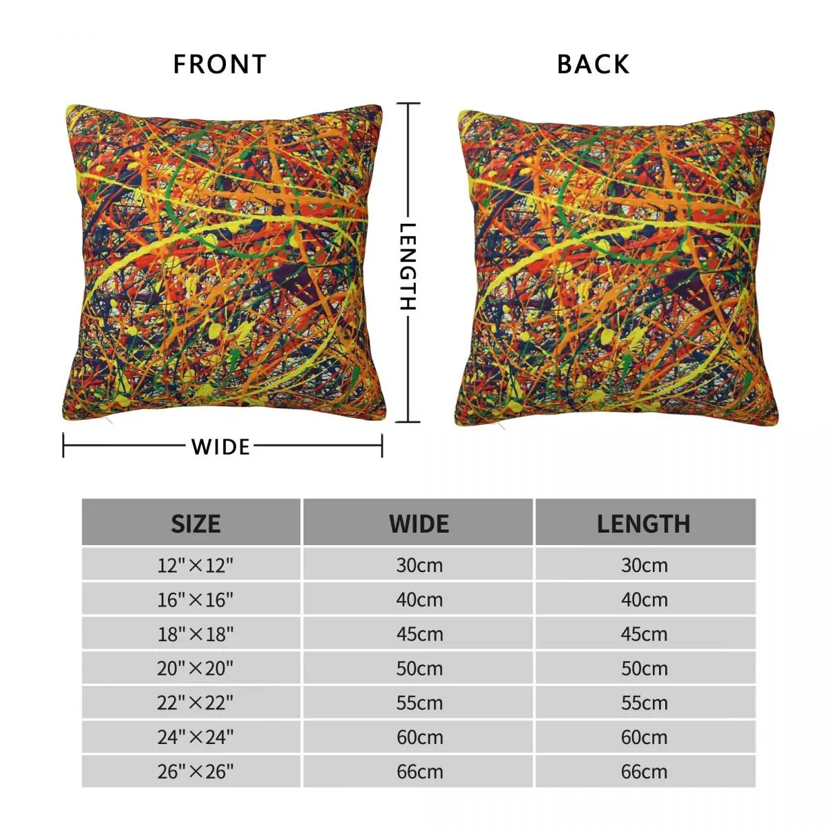 Jackson Pollock Painting Original Square Pillowcase Polyester Linen Velvet Printed Zip Decorative Pillow Case Home Cushion Case