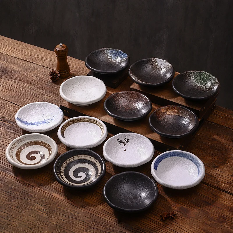 Japanese Sashimi Bowl Commercial Ceramic Tableware Creative Dish  Splashing Ink Salad Bowl Retro Dessert Bowl Household