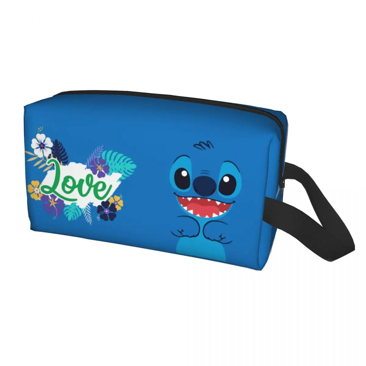 Custom Stitch And Angel In Love Anime Film Travel Cosmetic Bag Women Toiletry Makeup Organizer Ladies Beauty Storage Dopp Kit