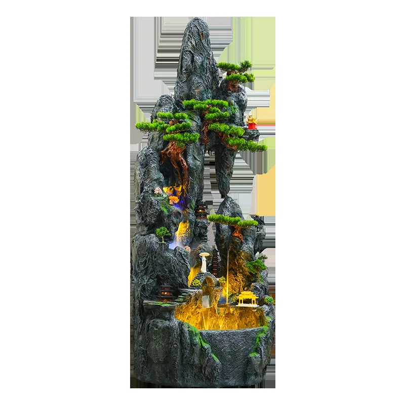 Rockery flowing water fountain feng shui wheel floor ornament living room fish pond alpine bonsai waterscape