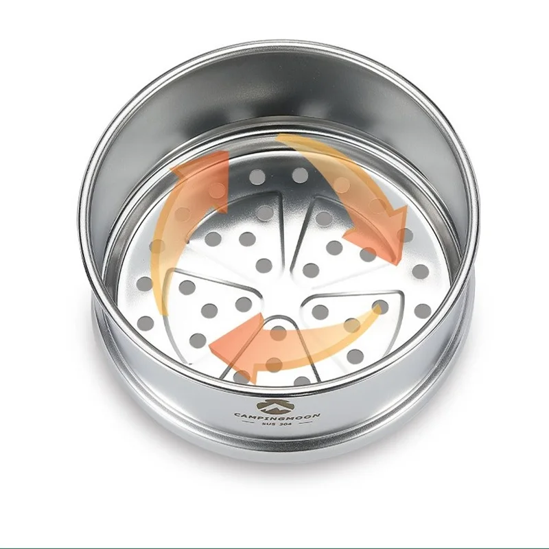 CAMPINGMOON Portatle Outdoor Camping and Picnic Stainless Steel Steamed Bun Steaming Cage Steaming Grid Drawer Steamer Tray view 3