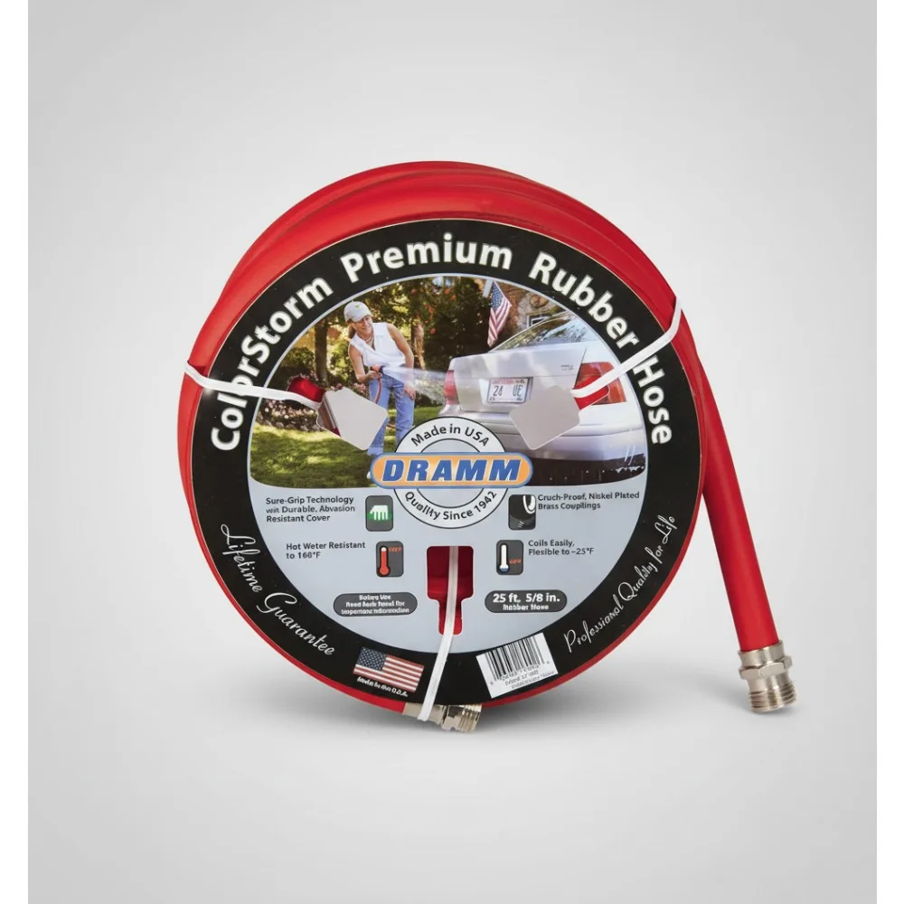 

Premium Rubber Garden Hose No Kink Leak Proof Hot Cold Resistant 1/2x25ft for Home Patio Deck