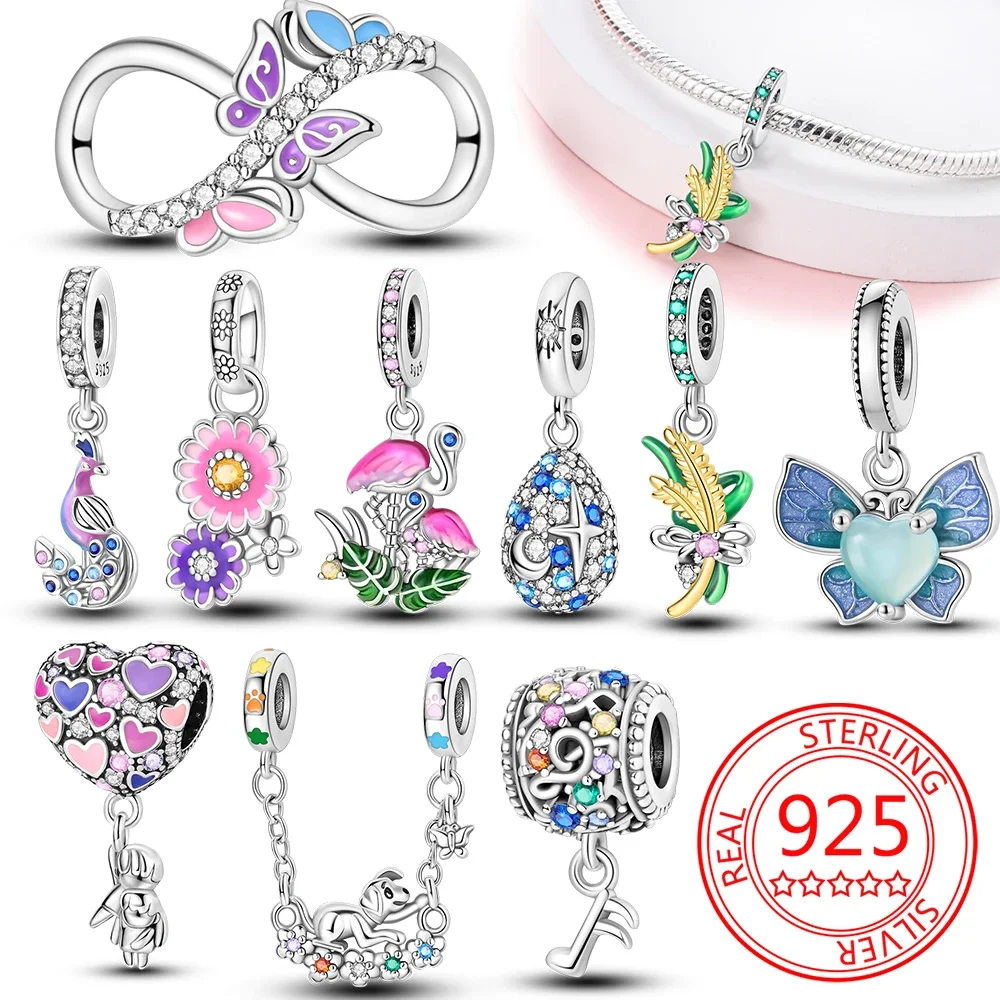 

925 Sterling Silver Wheatear Daisy Balloon Peacock Charm Pendant Bead Fit Pandora Original Bracelet for Women Jewelry Making