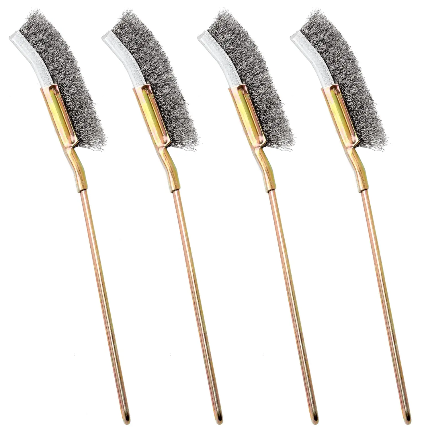 4-Pack Bend Head Wire Brush Set – Industrial-Grade for Rust/Paint Removal, Deburring & Surface Prep