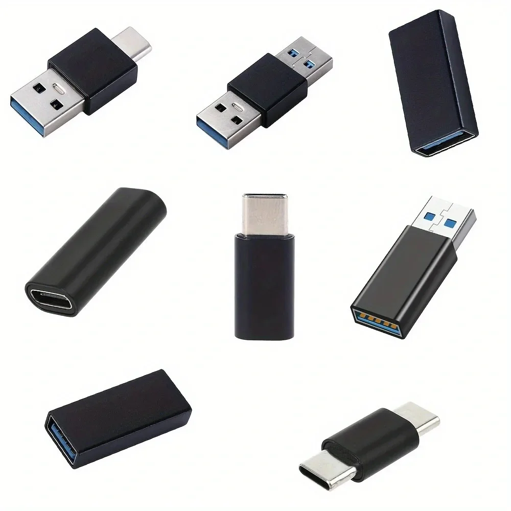 8pcs USB-C to USB 3.0 Adapter Set, Durable Type-C & USB Male/Female Connectors, with Data Transfer & Charging Converter