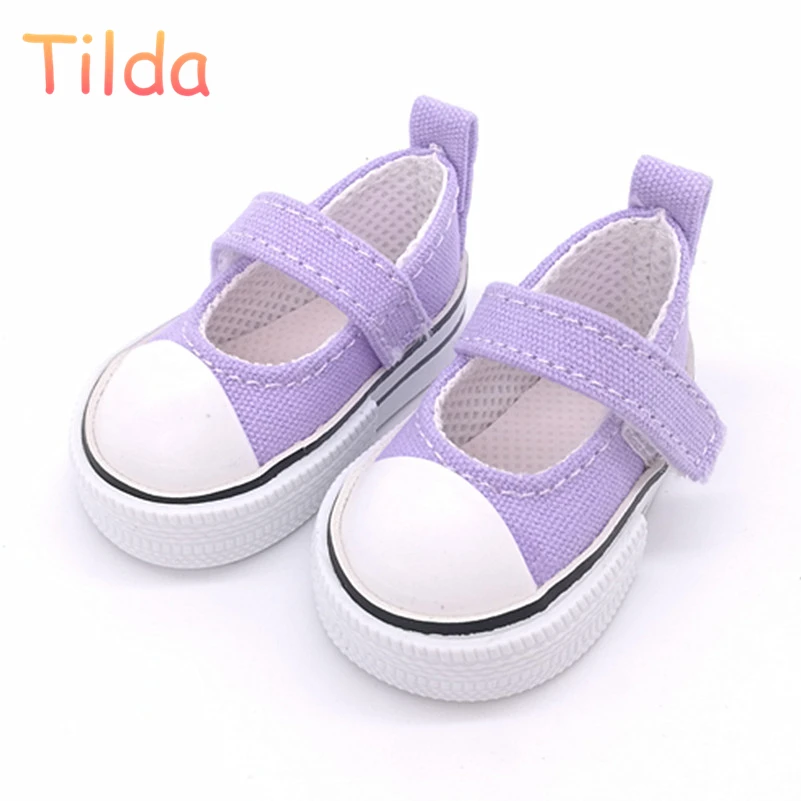 Tilda 5.5cm Canvas Sneakers For Dolls Paola Reina Minifee Corolle,1/4 Scale Sneaker Sports Shoes for Stuffed and Joint Doll Toys