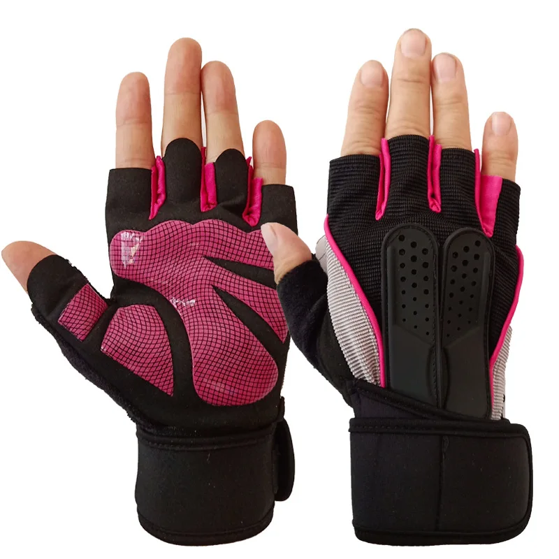 Outdoor Bodybuilding Sport Gym Handschuhe Handgelenk Wrap Gewicht Fitness Männer Handschuhe Halb Finger Atmungsaktive Anti-skid Unterstützung Frauen