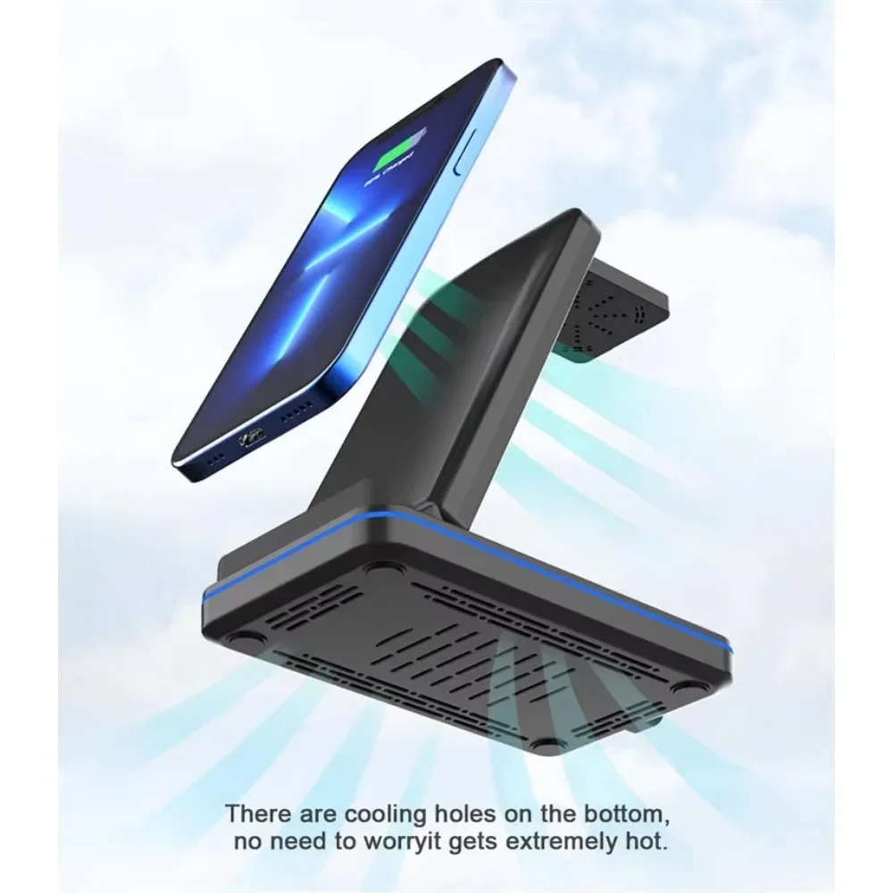

Fast 15W 3 in 1 Wireless Charger Stand for Iphone 11 12 13 14 pro max Samsung Charging Station