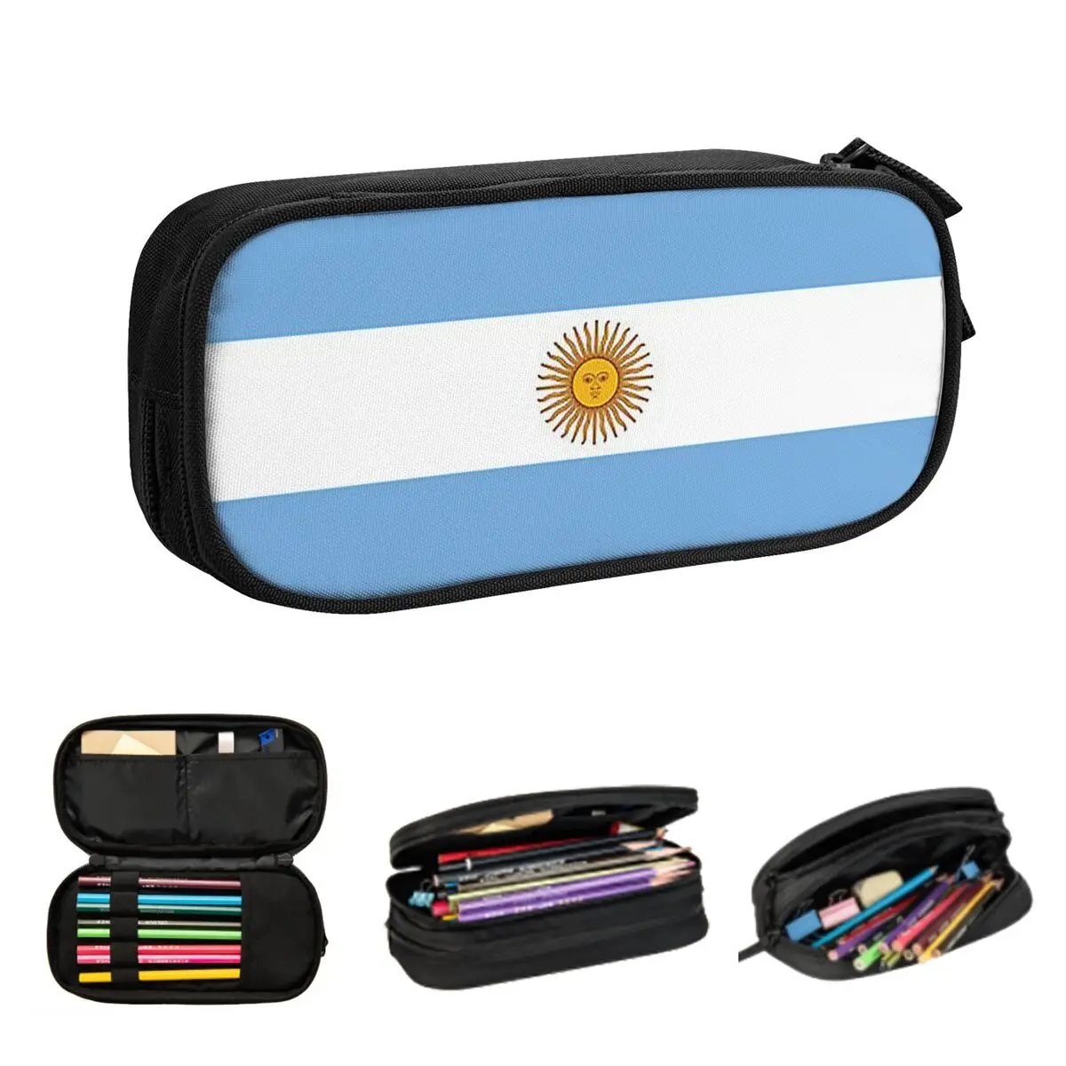 アルゼンチンの国旗鉛筆ケース学生用スクールペンボックス鉛筆バッグ大容量鉛筆ポーチペンホルダー