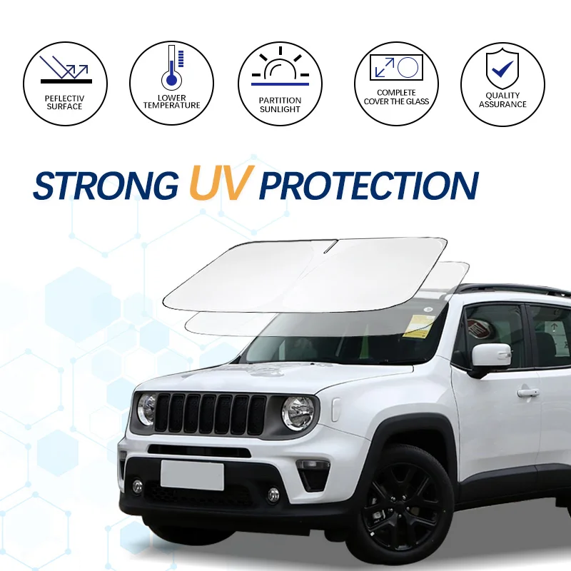 For Jeep Renegade 2015-2024 Windshield Sun Shade Sunshade Sun Visor Protector Foldable Blocks UV Rays Keep Car Cooler
