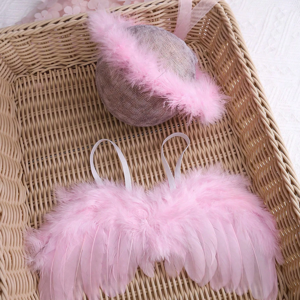 New Handmade Flower Headband Angel Feather Wings Baby Photography Props Baby Fashion Suit Birthday Party Dress Gift - view 5