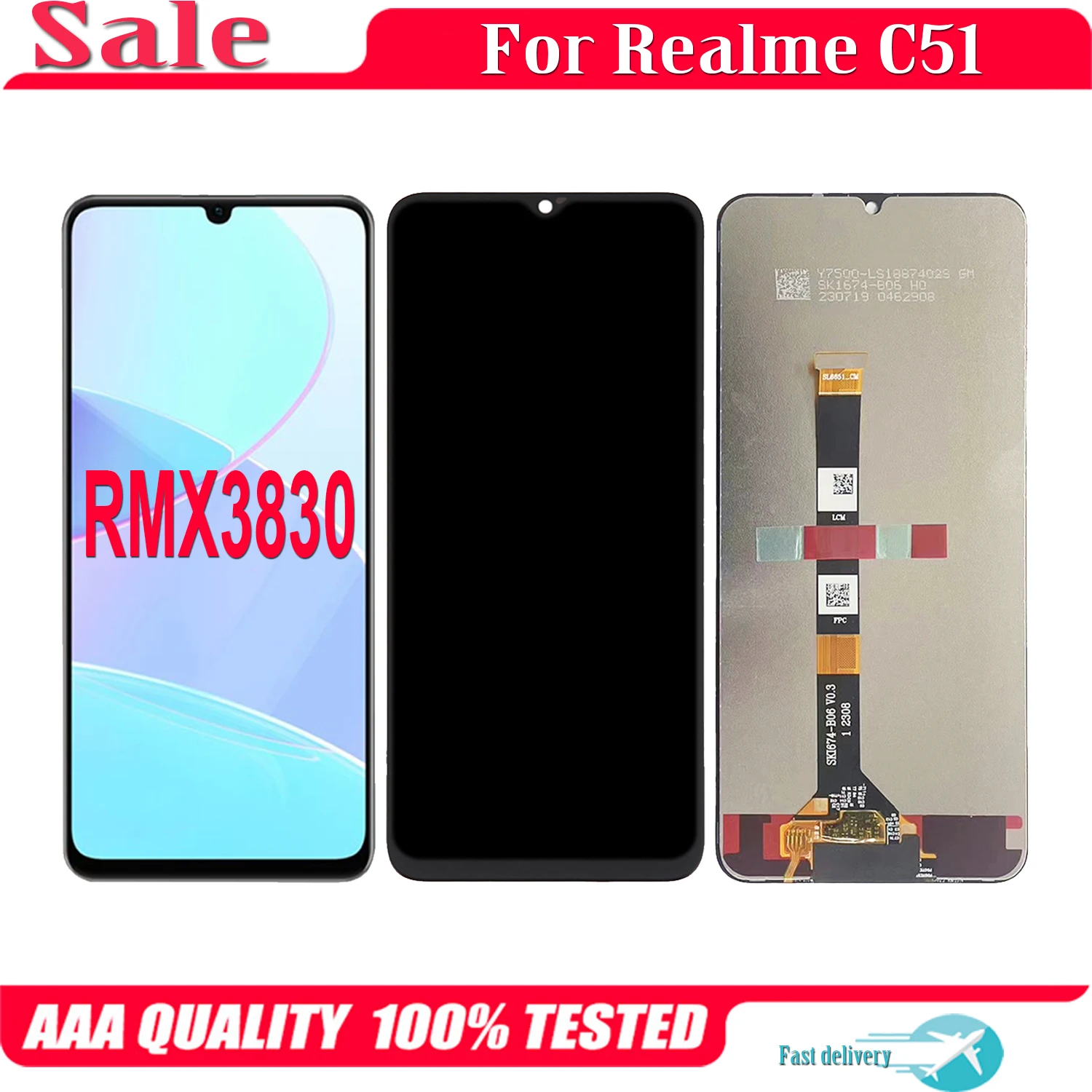 For Realme C51 RMX3830 LCD Display Touch Screen Replacement Digitizer Assembly