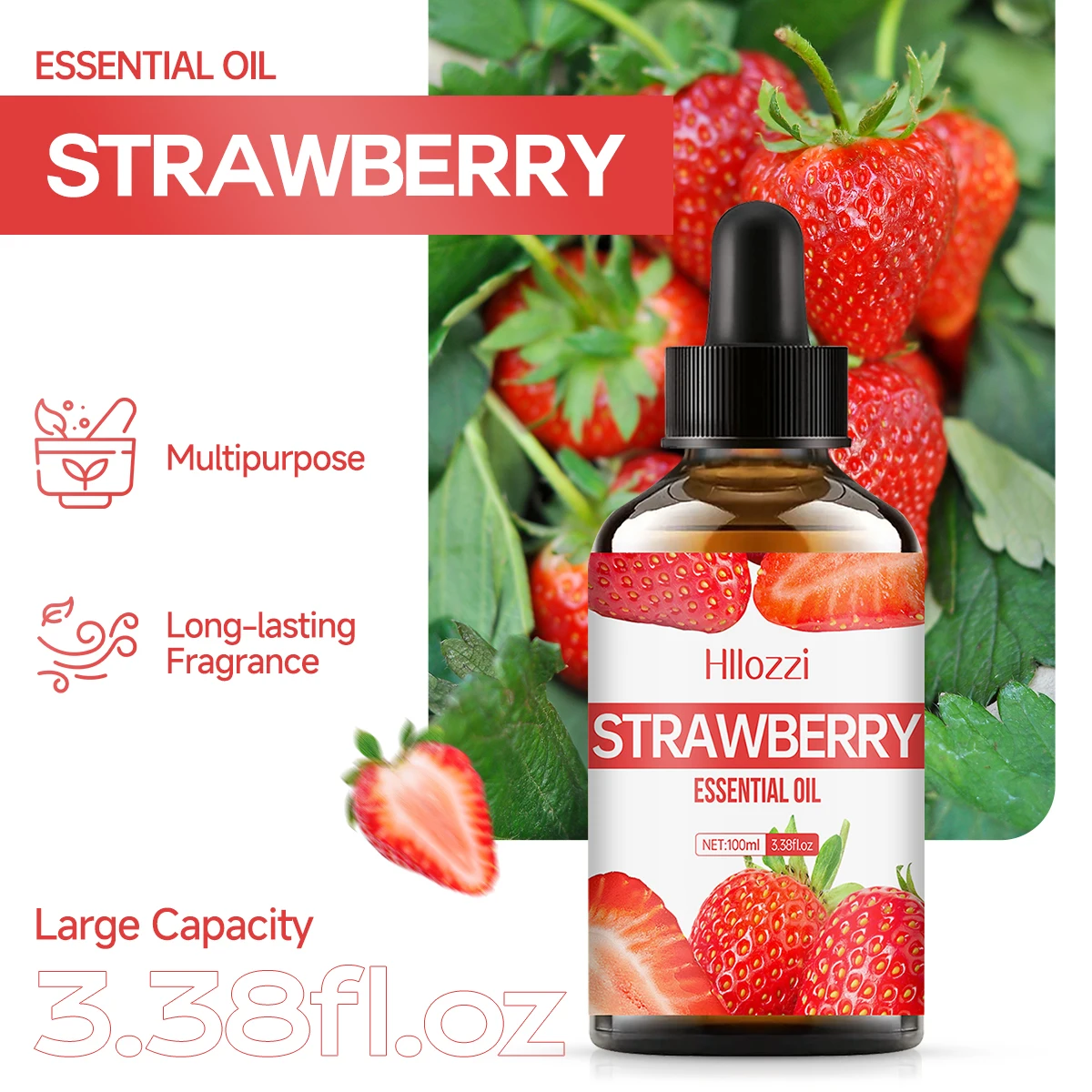 STRAWBERRY ESSENTIAL OIL A High-Quality Moisturizing Nourishing Massage Oil With a Refreshing Scent, Suitable for All Skin Types