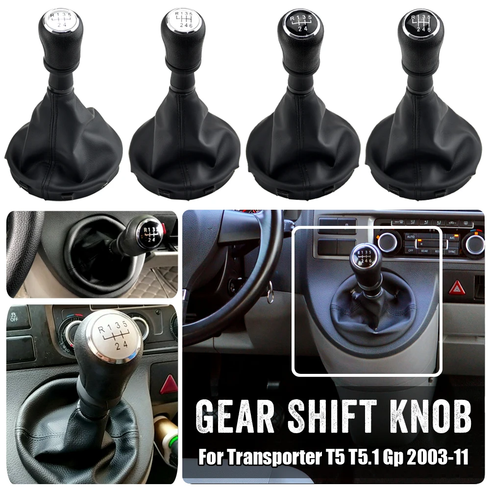 For VW Volkswagen Transporter T5 T5.1 T6 Gp 2003-2011 Gear Stick Shift Knob Leather Gaiter Boot Cover Car 5 6 Speed