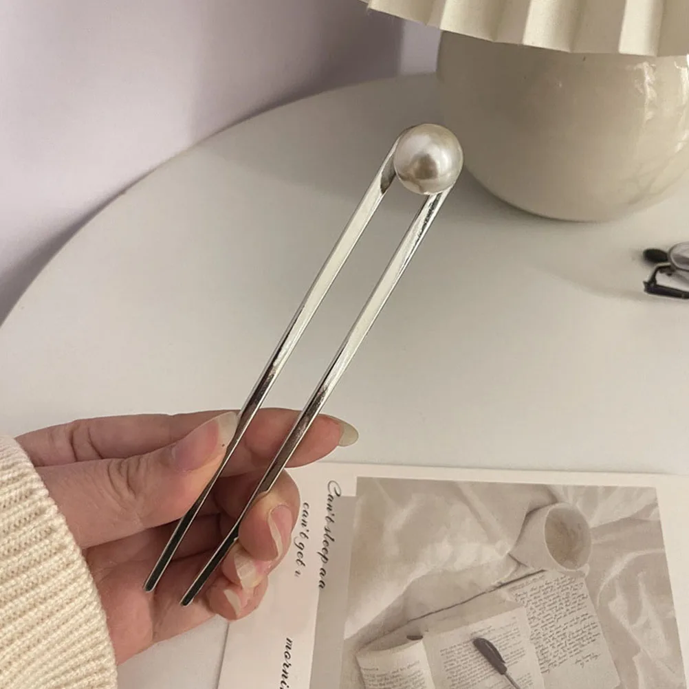 

2pcs Pearl Hairpin Chopsticks for Buns Styling Accessories Metal Hair Sticks Long U Shape Golden Silver Alloy Girls Women