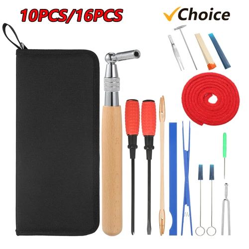 Kit de afinación de Piano profesional, llave de afinación de mango largo, Mutes de goma, tenedor de tira de fieltro de temperamento, 10/16 piezas