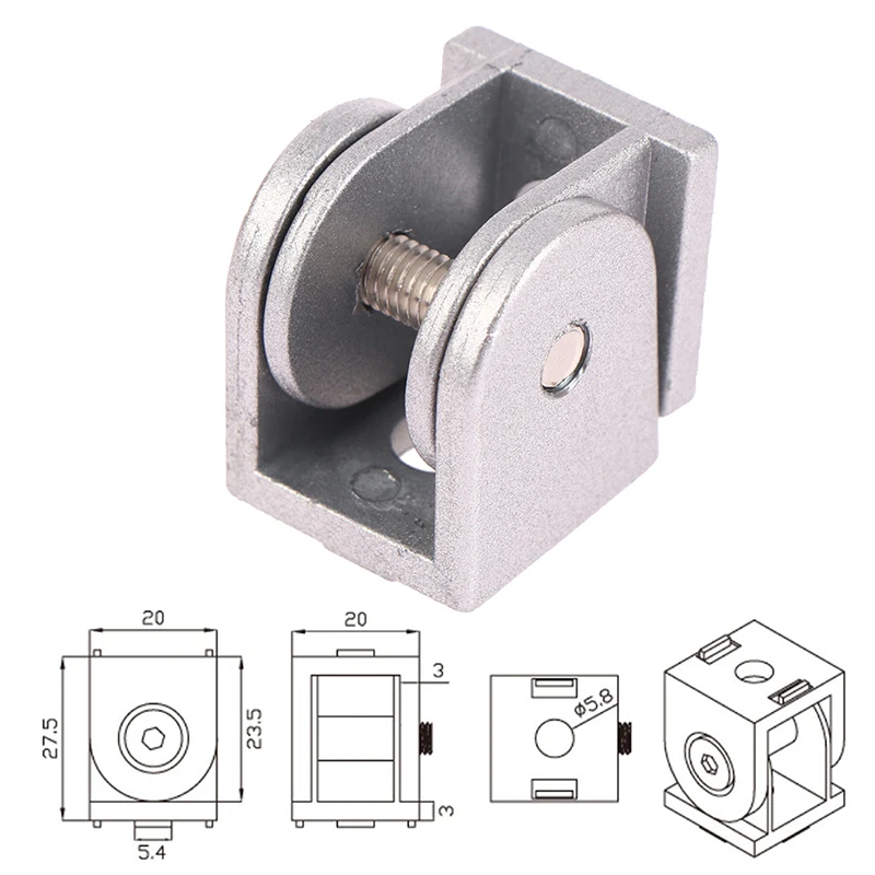 Conector de junta pivotante de bisagra Flexible de aleación de Zinc para perfil de extrusión de aluminio bisagra de puerta de vidrio accesorios de perfil de aluminio