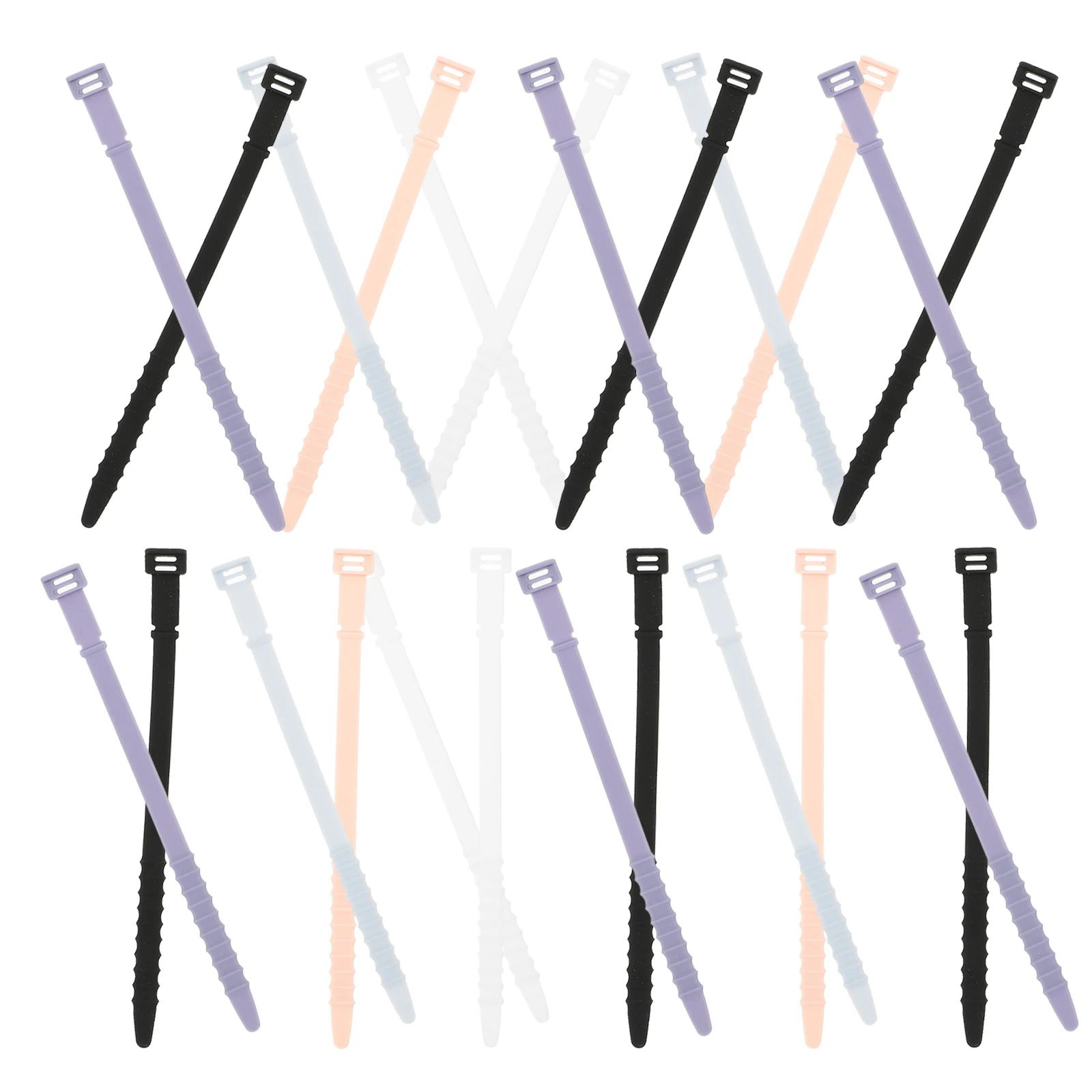 

Electronic Cord Ties Silicone Heavy Duty Zip Desk Cable Organizer Soft Rubber Colorful