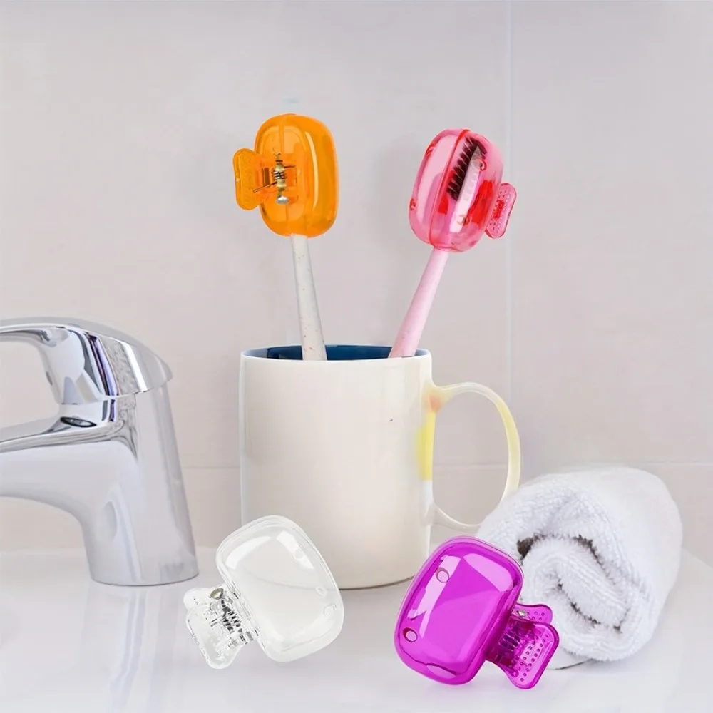 2PCS Protective Portable Plastic Clip Travel Toothbrush Head Covers Toothbrush Protector Cap Brush Pod Case for Household Travel