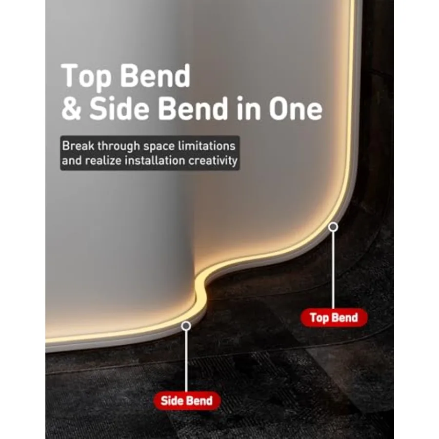 3D LED Neon Rope Lights AC 120V Top and Side Bend 400LM Dotless Driverless IP65 Waterproof Cold-Resistant ETL Silicone Strip fo