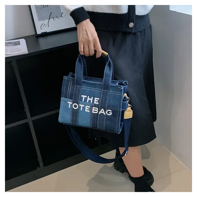 Splice Denim Canvas Brands Tote Bag for Women Large Denim Bags or Totes the Black Y2k Shoulder Woman Luxury Designer Vintage